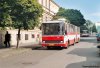 Práce na opravě parovodu, kvůli nimž byla o prázdninách přerušena tramvajová doprava do Židenic na Starou Osadu, přibližuje snímek autobusu náhradní dopravy linky x3 evid. č. 2340 projíždějícího 4. 8. 2008 kolem otevřené šachty parovodu na Cejlu. Rovněž autobus linky x3 (evid. č. 2366) byl 28. 7. 2008 zvěčněn na Zábrdovickém mostě, společně s čekajícím zatahujícím trolejbusem evid. č. 3241. Tramvajová linka 3 byla během výluky ukončena v Husovicích na Mostecké ulici – z tohoto důvodu se zde bylo možné setkat i s pro tyto končiny nevšedními vozidly, jako např. 4. 8. 2008 s tramvají 13T evid. č. 1301. Autobusy linky x3, stejně jako odkloněné linky 45 jezdily z Jugoslávské ulice k Cejlu ulicemi Přadláckou a Francouzskou. Autobus linky 45 evid. č. 2317 byl 28. 7. 2008 zachycen na Přadlácké ulici. Foto © Ladislav Kašík.