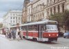 V červnu byly po vykonané generální opravě zprovozněny tramvaje T3 evid. č. 1591 a 1588. Na snímku odjíždí 3. 7. 2003 souprava ze zastávky »Česká« na lince č. 1, která tudy byla odkloněna během prací na Starém Brně. Foto © Ladislav Kašík